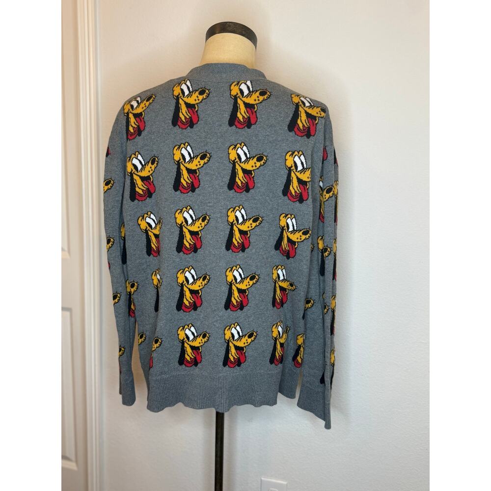 Disney Store Pluto Dog 90th Anniversary Varsity Grey Cardigan Adult Size XL - Picture 3 of 8